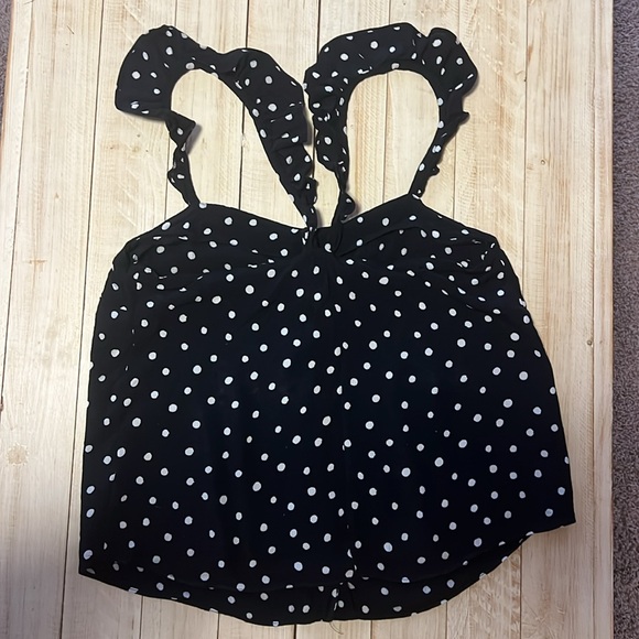 Madewell ruffle strap cami black and white polka dot size 2 - Picture 4 of 6